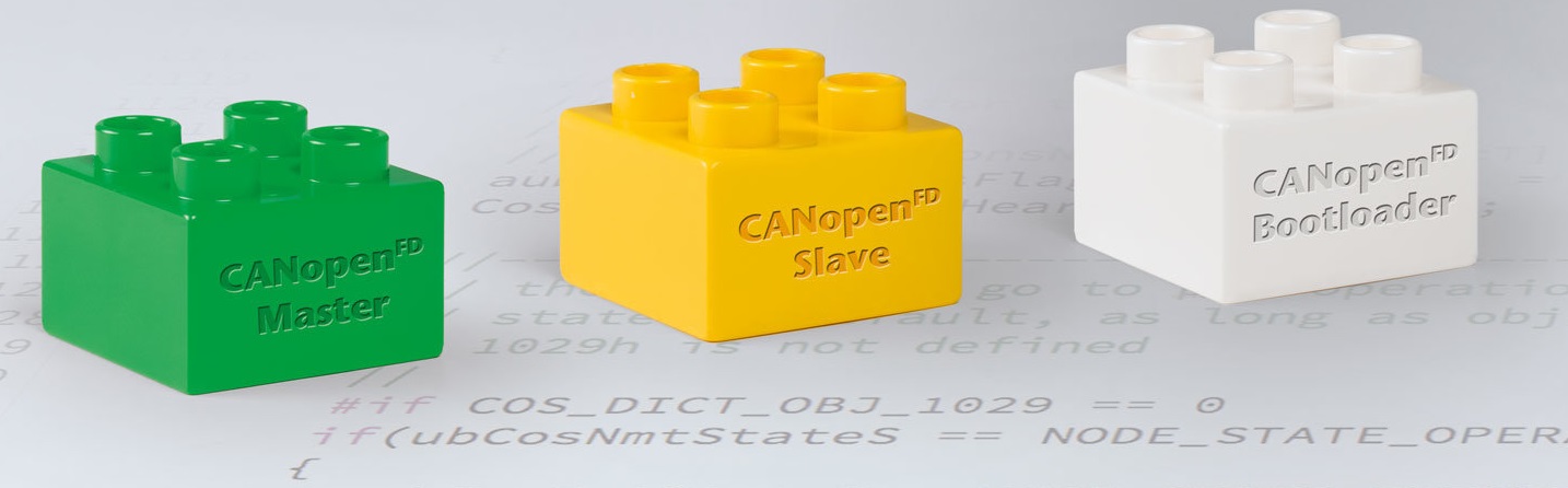 CANopen Protokollstacks MicroControl, Symbolbild Lego-Duplosteine mit Beschriftung