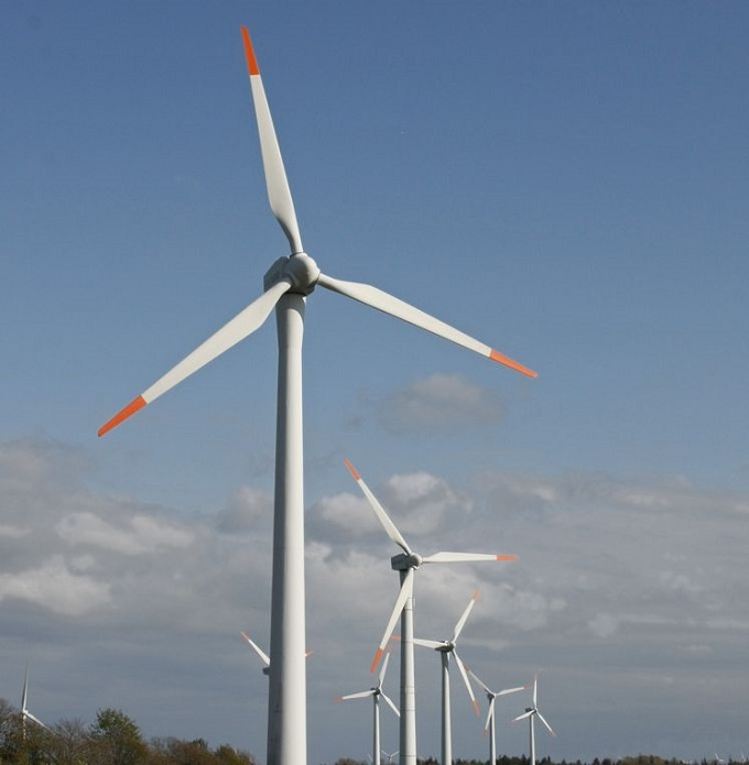 Windturbines in blue sky